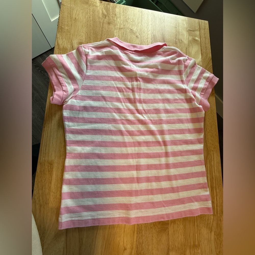 Lilly Pulitzer Pink and White Striped womens Polo size large - Picture 5 of 7